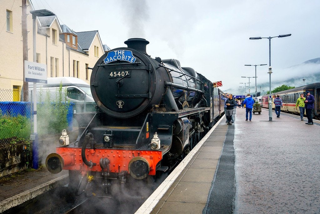 The Jacobite Steam Train Train in Scottish Highlands