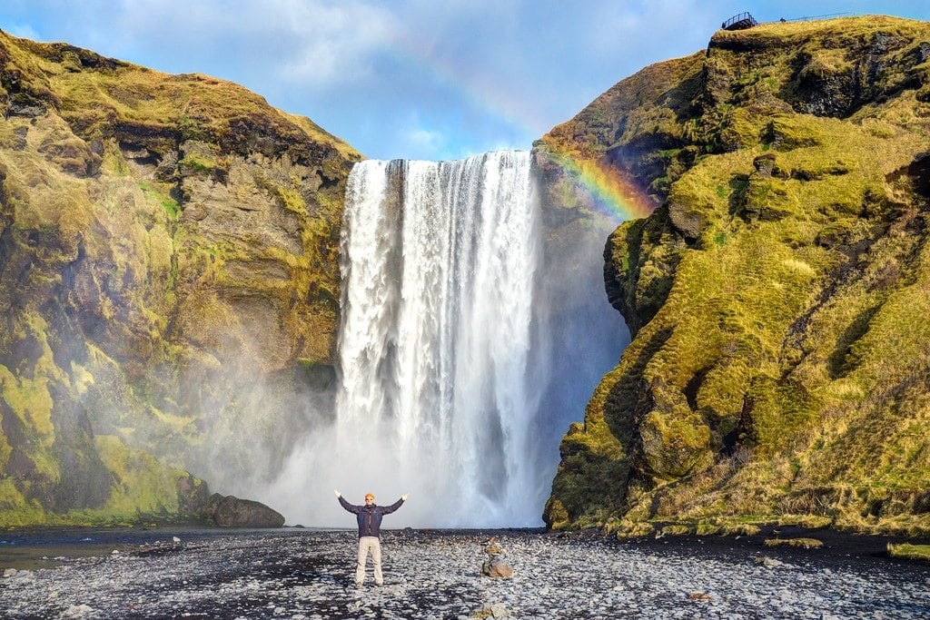 Skógafoss Waterfall & Rainbow Iceland Photography
