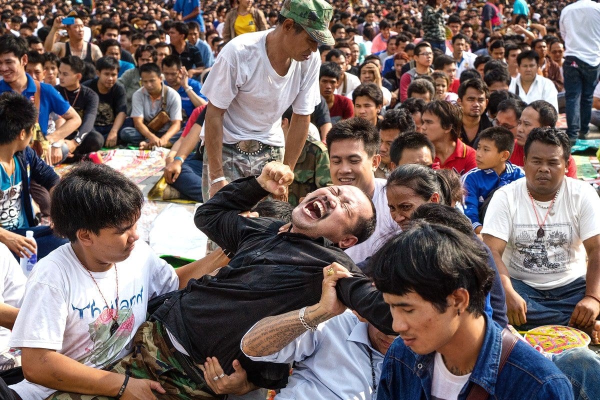 Friends & Family Help Calm the Possessed Tattoo Festival Thailand